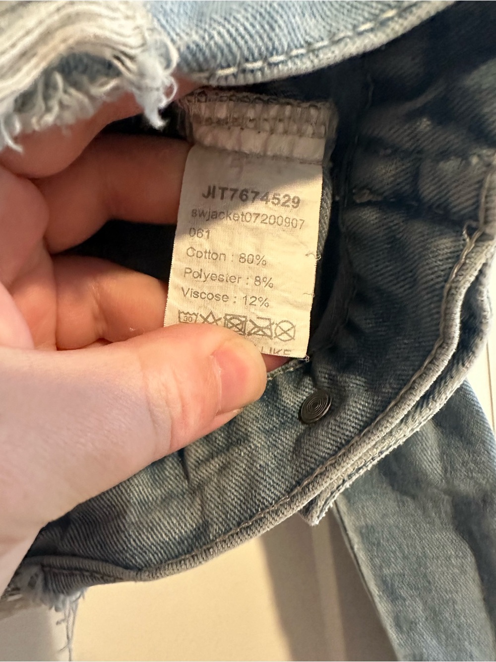 Distressed Denim Cropped Jacket - Picture 4 of 5